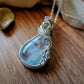 Flashy Rainbow Moonstone Pendant in Sterling Silver