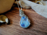 Flashy Rainbow Moonstone Pendant in Sterling Silver